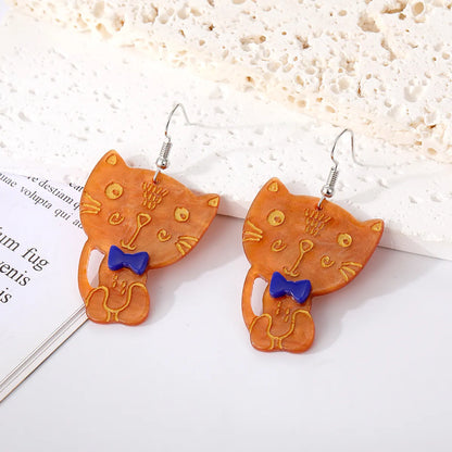 1 Pair Cute Cat Arylic Resin Drop Earrings