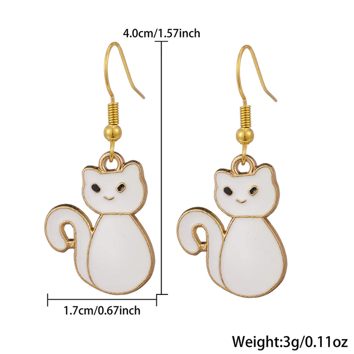 1 Pair Cute Cat Enamel 304 Stainless Steel 18K Gold Plated Drop Earrings