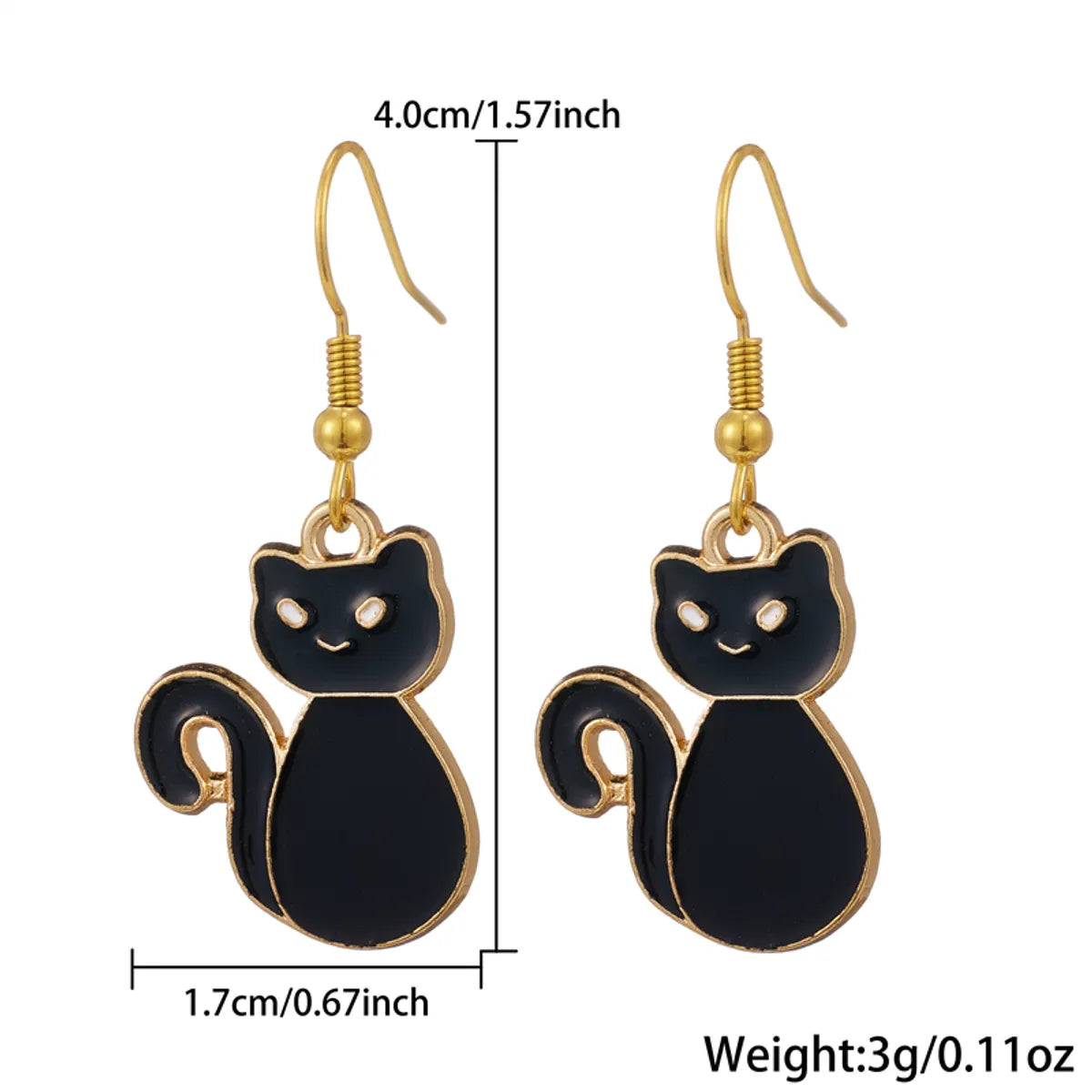 1 Pair Cute Cat Enamel 304 Stainless Steel 18K Gold Plated Drop Earrings