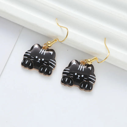 1 Pair Cute Cat Synthetic Resin Alloy Drop Earrings