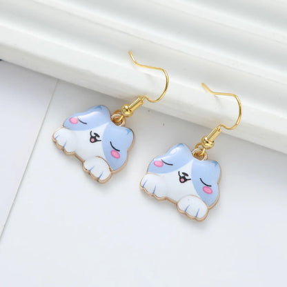 1 Pair Cute Cat Synthetic Resin Alloy Drop Earrings