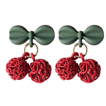 1 Pair Cute Cherry Stoving Varnish Alloy Ear Cuffs Ear Studs