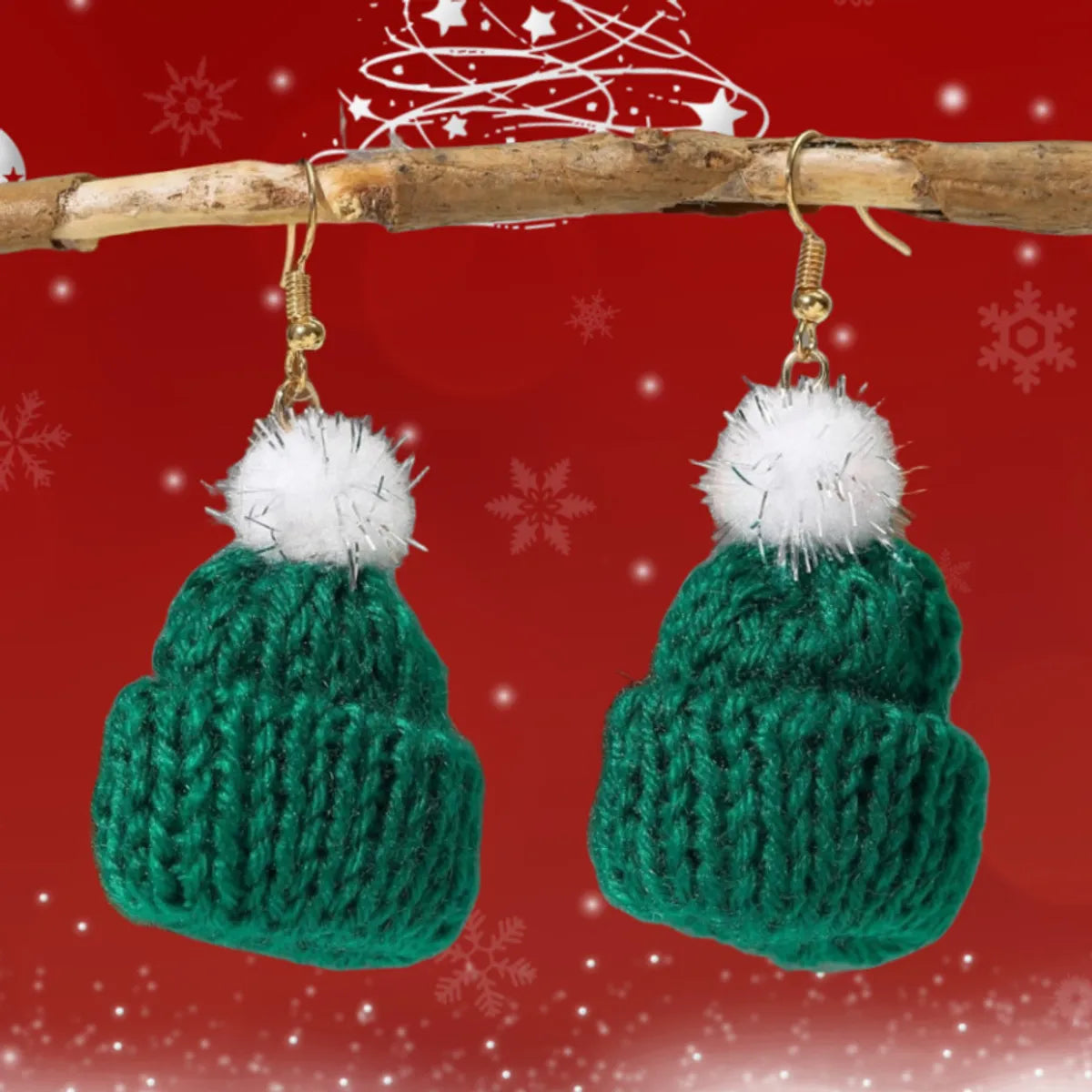 1 Pair Cute Christmas Christmas Hat Fabric Earrings