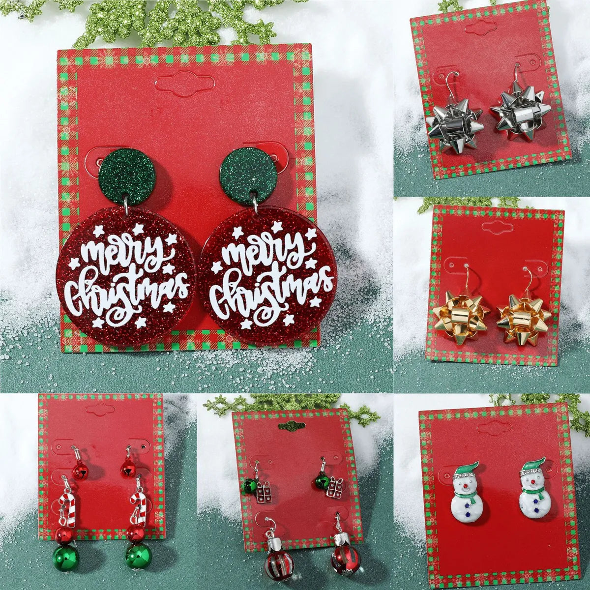 1 Pair Cute Christmas Hat Christmas Tree Santa Claus Plating Alloy Drop Earrings