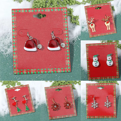 1 Pair Cute Christmas Hat Christmas Tree Santa Claus Plating Alloy Drop Earrings