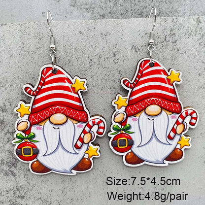 1 Pair Cute Christmas Hat Christmas Tree Santa Claus Wood Ear Hook