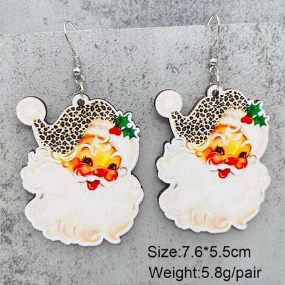 1 Pair Cute Christmas Hat Christmas Tree Santa Claus Wood Ear Hook