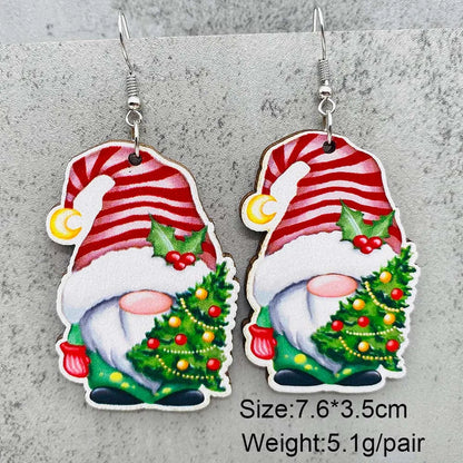 1 Pair Cute Christmas Hat Christmas Tree Santa Claus Wood Ear Hook