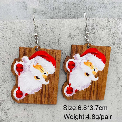 1 Pair Cute Christmas Hat Christmas Tree Santa Claus Wood Ear Hook