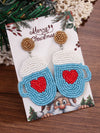 1 Pair Cute Christmas House Santa Claus Beaded Glass Drop Earrings