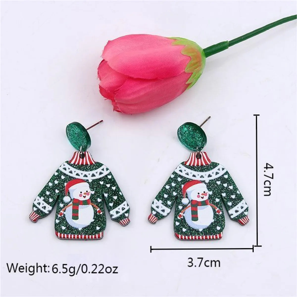 1 Pair Cute Christmas Sweet Santa Claus Snowflake Elk Arylic Wood Drop Earrings