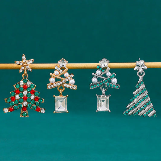 1 Pair Cute Christmas Tree Alloy Ear Studs