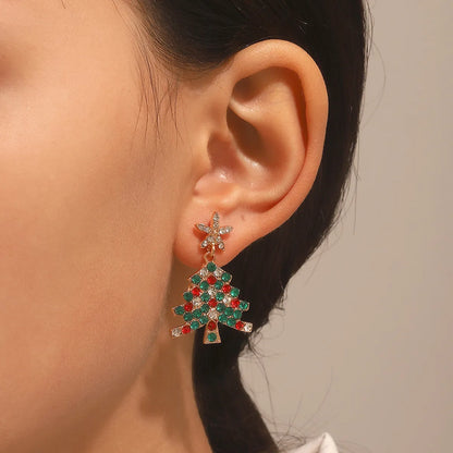 1 Pair Cute Christmas Tree Alloy Ear Studs