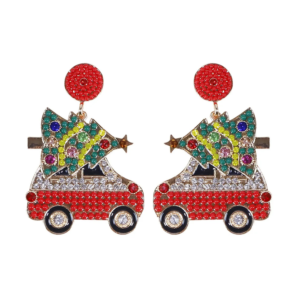 1 Pair Cute Christmas Tree Car Alloy Drop Earrings