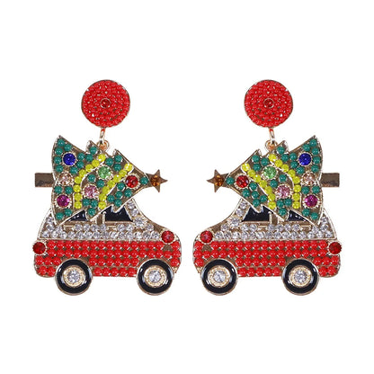 1 Pair Cute Christmas Tree Car Alloy Drop Earrings