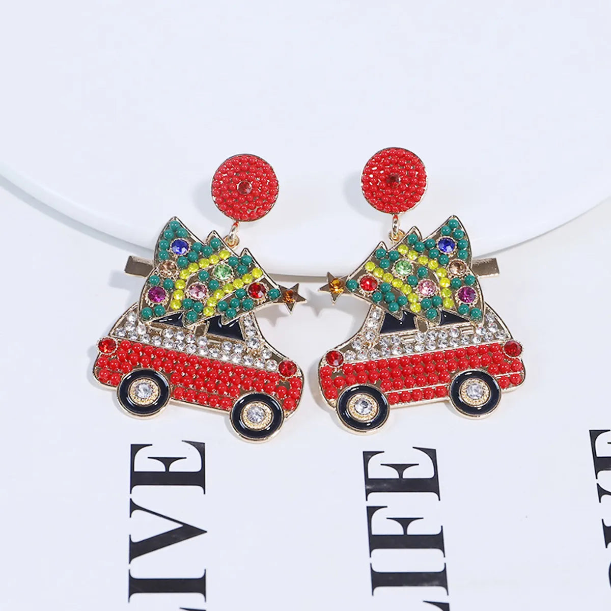 1 Pair Cute Christmas Tree Car Alloy Drop Earrings