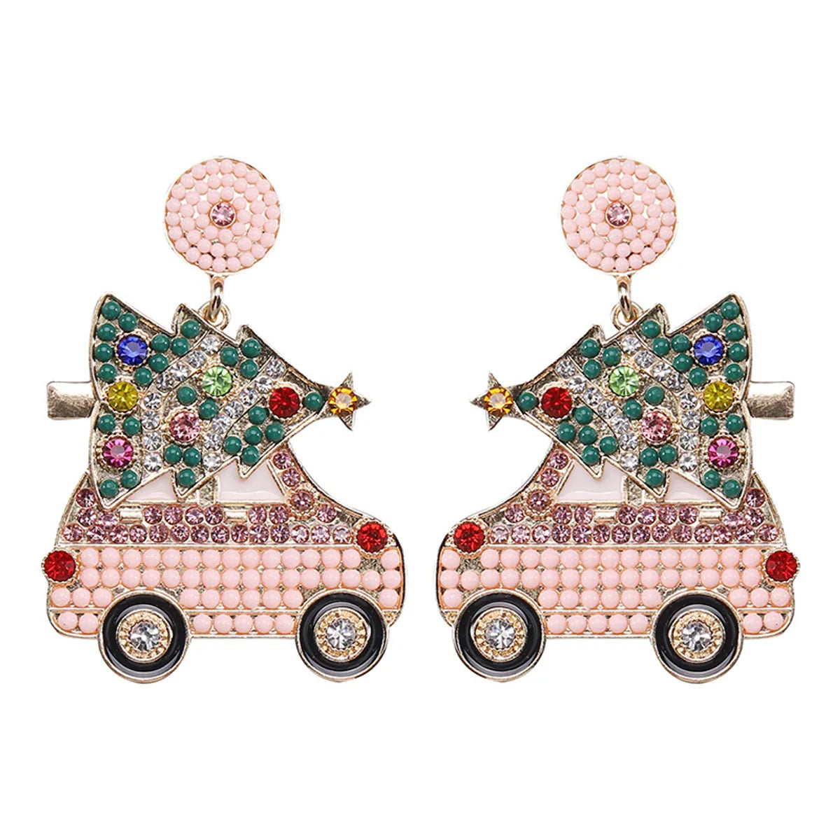 1 Pair Cute Christmas Tree Car Alloy Drop Earrings