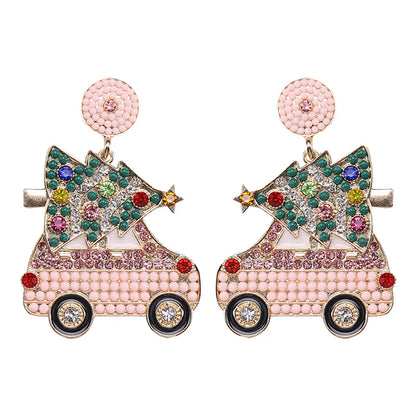 1 Pair Cute Christmas Tree Car Alloy Drop Earrings