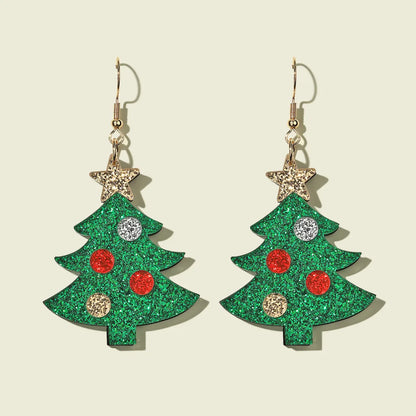 1 Pair Cute Christmas Tree Elk Arylic Drop Earrings