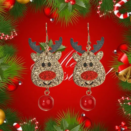 1 Pair Cute Christmas Tree Elk Arylic Drop Earrings