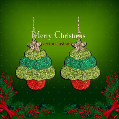 1 Pair Cute Christmas Tree Elk Arylic Drop Earrings