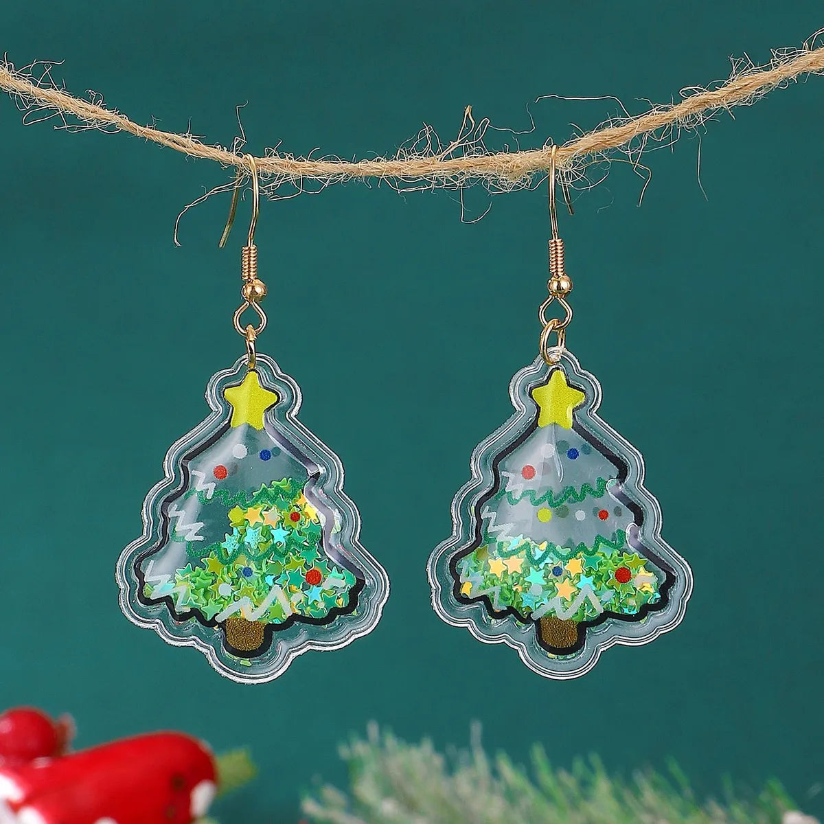 1 Pair Cute Christmas Tree Elk Plating Plastic Drop Earrings