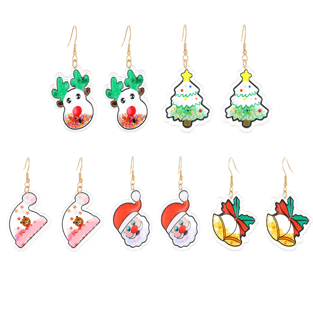 1 Pair Cute Christmas Tree Elk Plating Plastic Drop Earrings