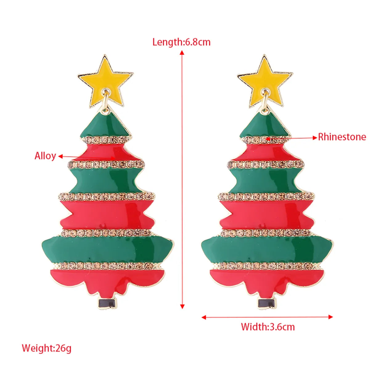 1 Pair Cute Christmas Tree Enamel Plating Alloy Gold Plated Drop Earrings