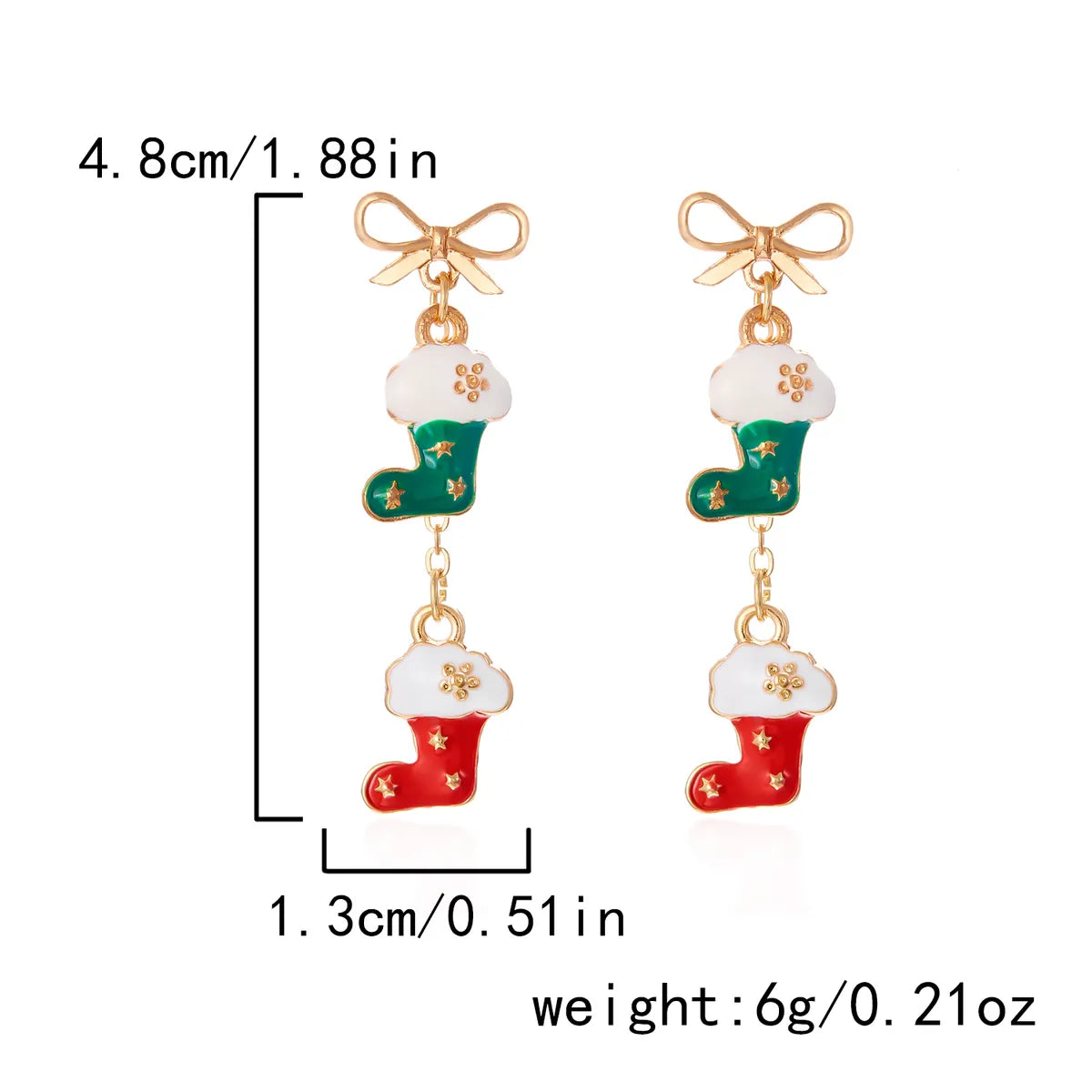 1 Pair Cute Christmas Tree Santa Claus Christmas Socks Inlay Alloy Rhinestones Drop Earrings