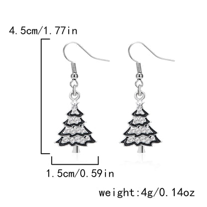 1 Pair Cute Christmas Tree Santa Claus Christmas Socks Inlay Alloy Rhinestones Drop Earrings