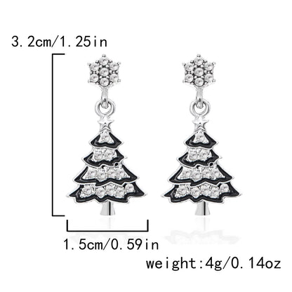 1 Pair Cute Christmas Tree Santa Claus Christmas Socks Inlay Alloy Rhinestones Drop Earrings