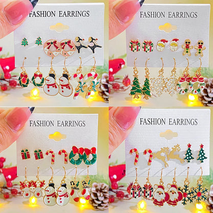 1 Pair Cute Christmas Tree Santa Claus Elk Plating Alloy Drop Earrings