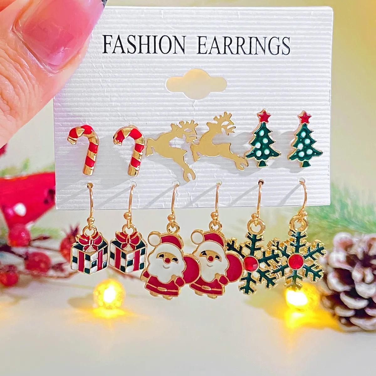 1 Pair Cute Christmas Tree Santa Claus Elk Plating Alloy Drop Earrings