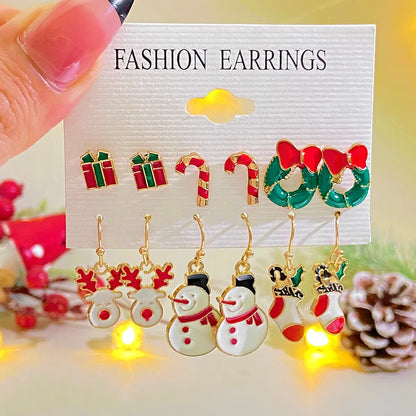 1 Pair Cute Christmas Tree Santa Claus Elk Plating Alloy Drop Earrings