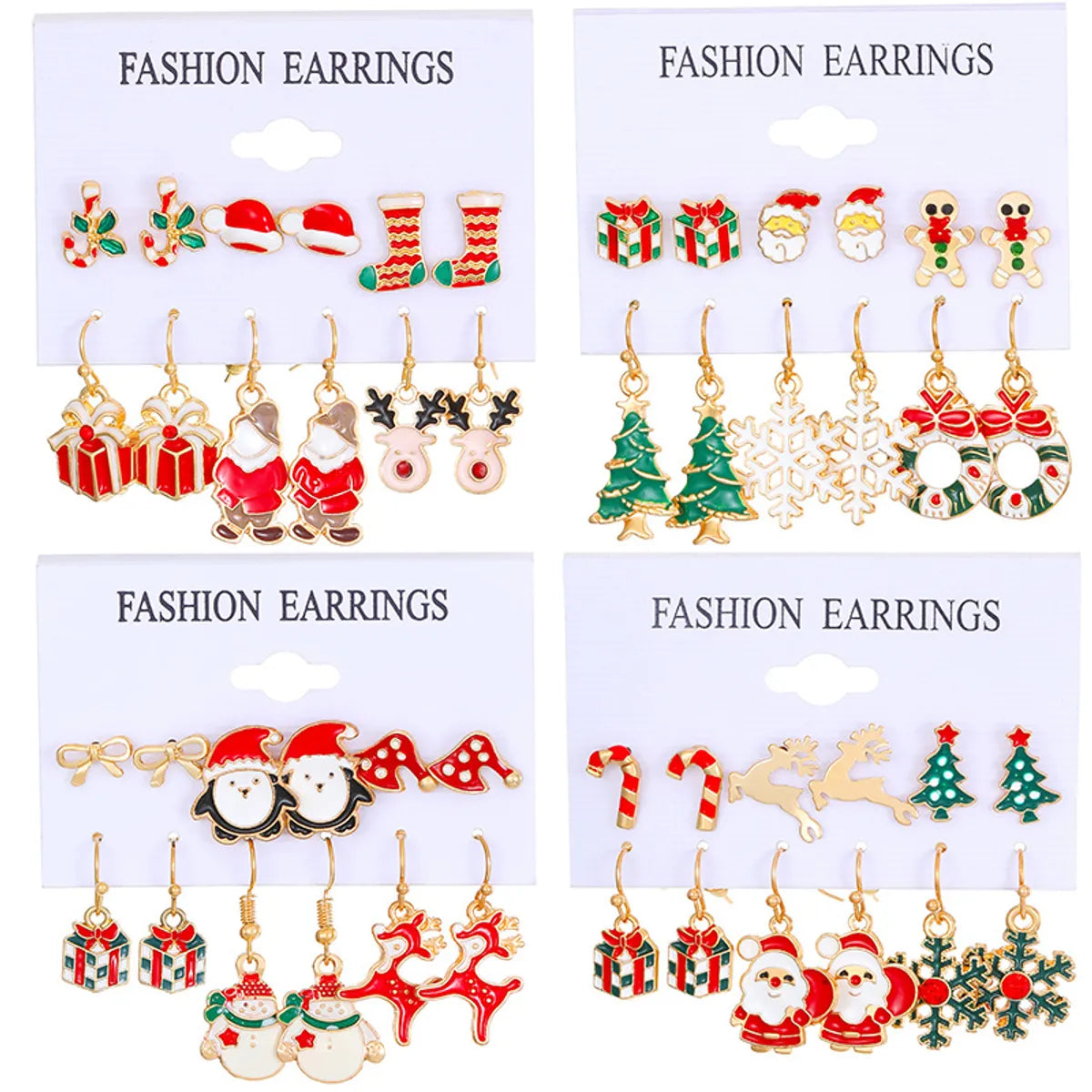 1 Pair Cute Christmas Tree Santa Claus Elk Plating Alloy Drop Earrings