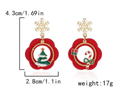 1 Pair Cute Christmas Tree Snowflake Elk Plating Alloy Drop Earrings