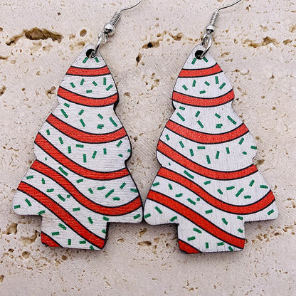 1 Pair Cute Christmas Tree Wood Ear Hook