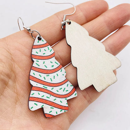 1 Pair Cute Christmas Tree Wood Ear Hook