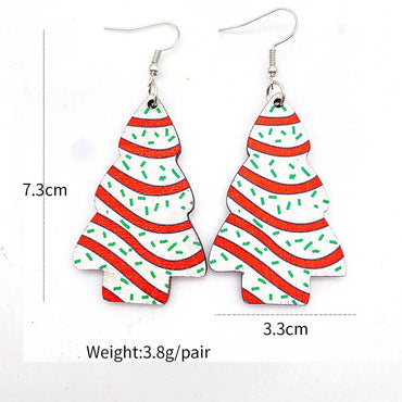 1 Pair Cute Christmas Tree Wood Ear Hook