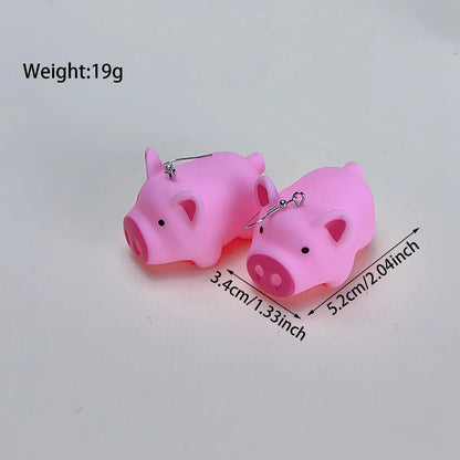 1 Pair Cute Classic Style Animal Cows Heart Shape Silica Gel Drop Earrings