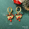 1 Pair Cute Classic Style Christmas Tree Gift Box Bell Inlay Copper Zircon 18K Gold Plated Drop Earrings