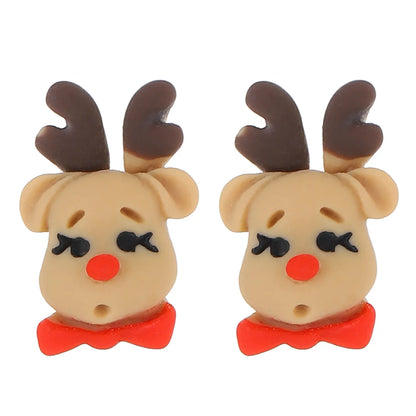 1 Pair Cute Classic Style Christmas Tree Santa Claus Christmas Socks Plating Resin Ear Studs