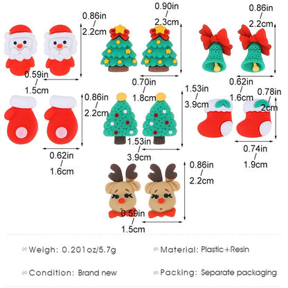 1 Pair Cute Classic Style Christmas Tree Santa Claus Christmas Socks Plating Resin Ear Studs