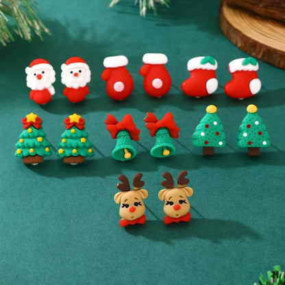 1 Pair Cute Classic Style Christmas Tree Santa Claus Christmas Socks Plating Resin Ear Studs