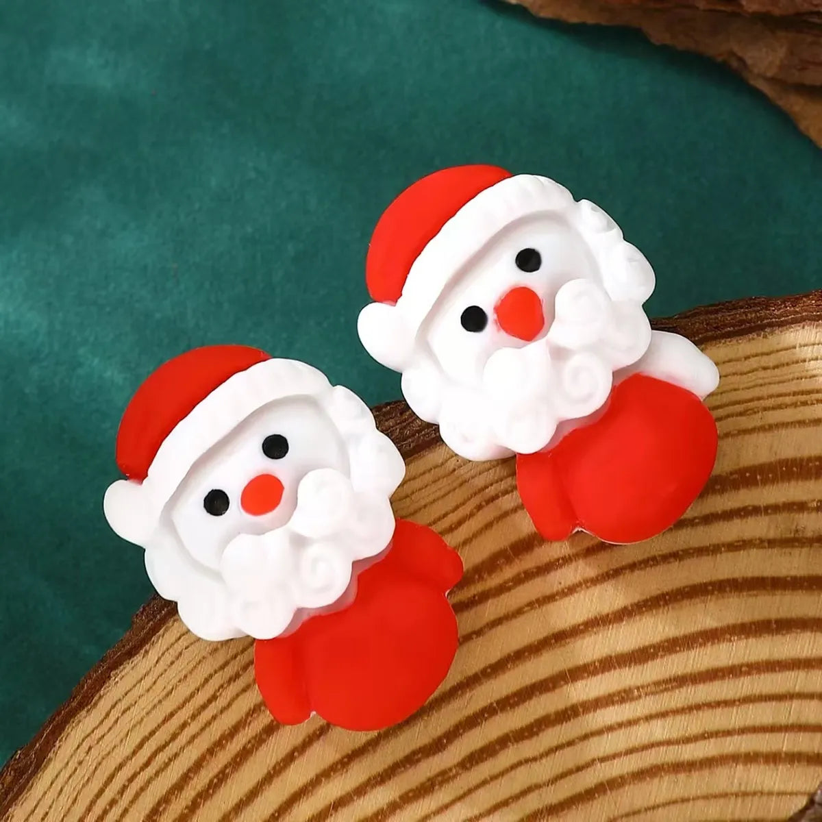 1 Pair Cute Classic Style Christmas Tree Santa Claus Christmas Socks Plating Resin Ear Studs