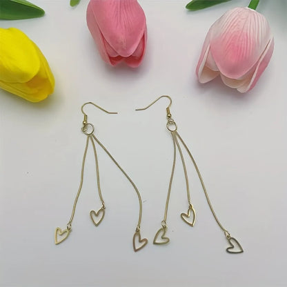 1 Pair Cute Classic Style Heart Shape 201 Stainless Steel Gold Plated Drop Earrings