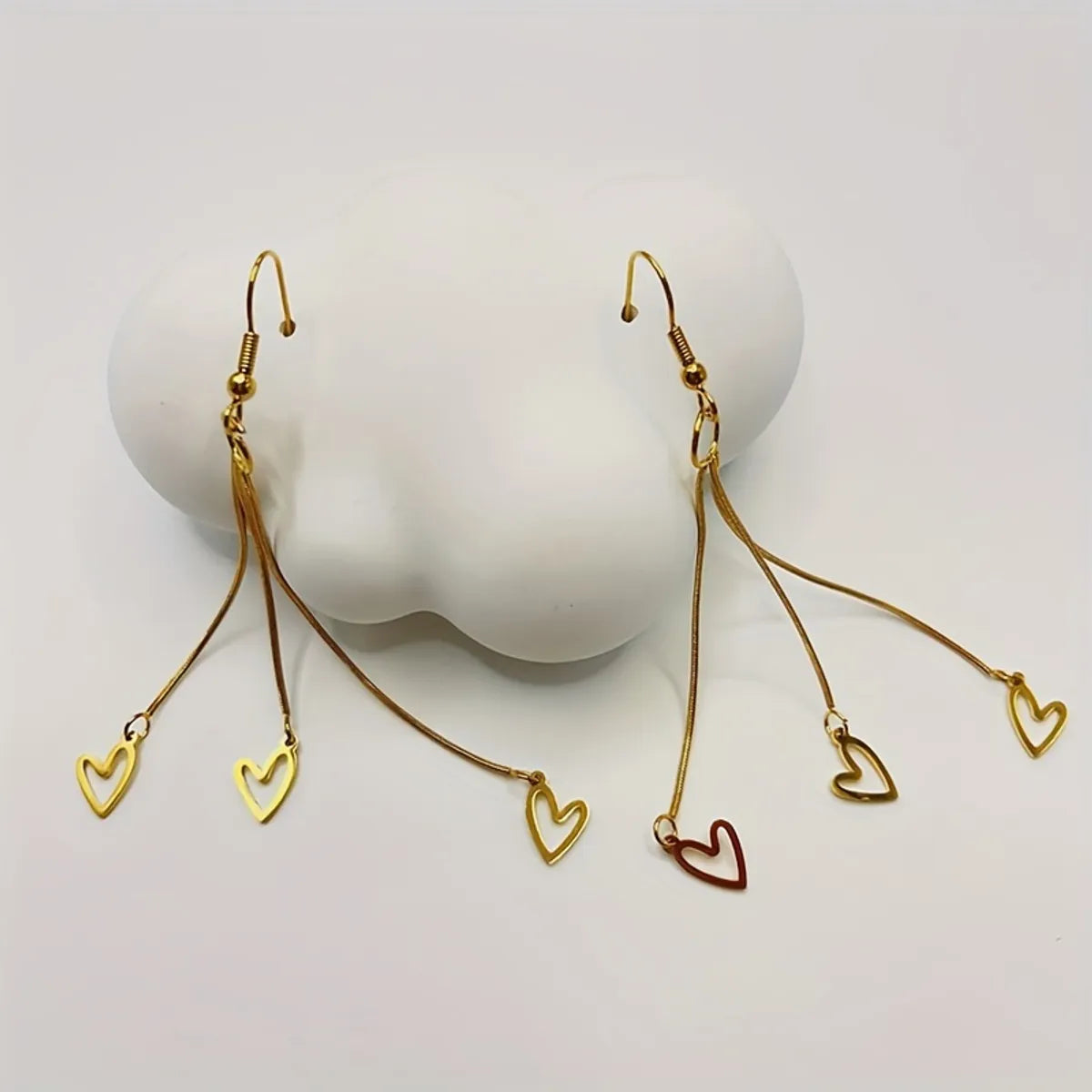 1 Pair Cute Classic Style Heart Shape 201 Stainless Steel Gold Plated Drop Earrings