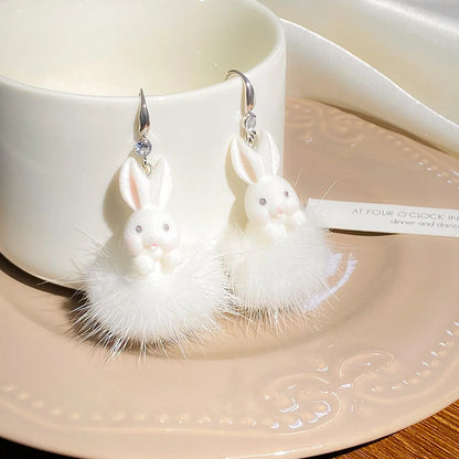 1 Pair Cute Classic Style Rabbit Resin Drop Earrings