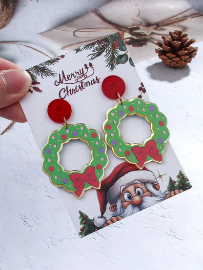 1 Pair Cute Classic Style Santa Claus Gingerbread Arylic Drop Earrings