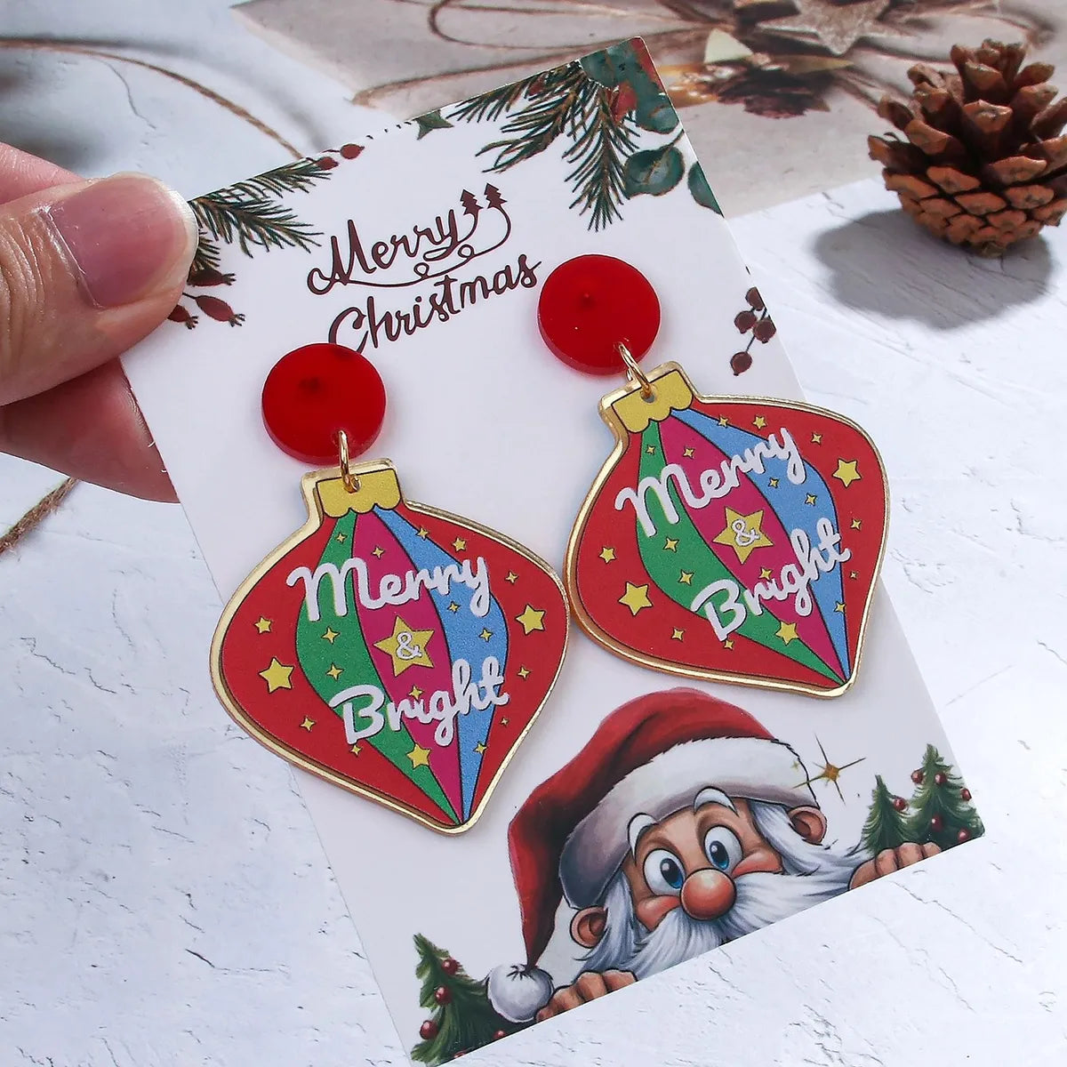 1 Pair Cute Classic Style Santa Claus Gingerbread Arylic Drop Earrings